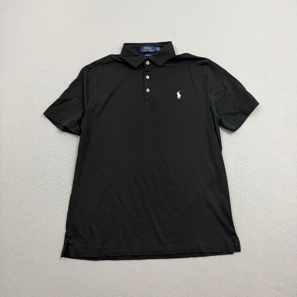 Polo Ralph Lauren Shirt Men's Medium Black Classic Fit Short Sleeve Pony Logo